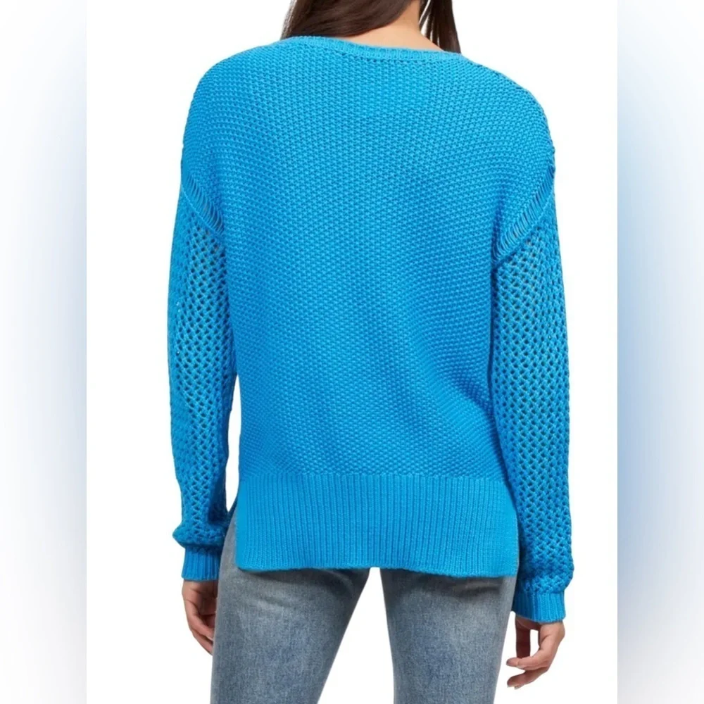 Equipment Tate Blue Open Stitch Cotton Sweater XL NWT